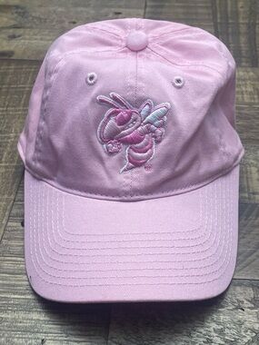 Ga tech pink baseball hat with yellow jacket on front